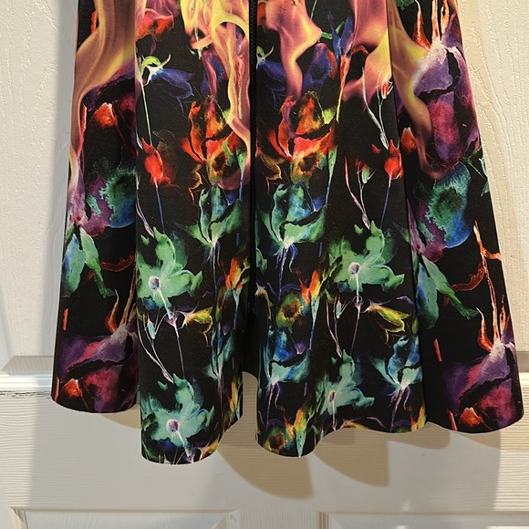 Clover Canyon Zip Front Neoprene Scuba Dress S Rainbow Floral - Picture 4 of 6